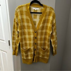 Loft Button Up Mustard Color Sweater-Md